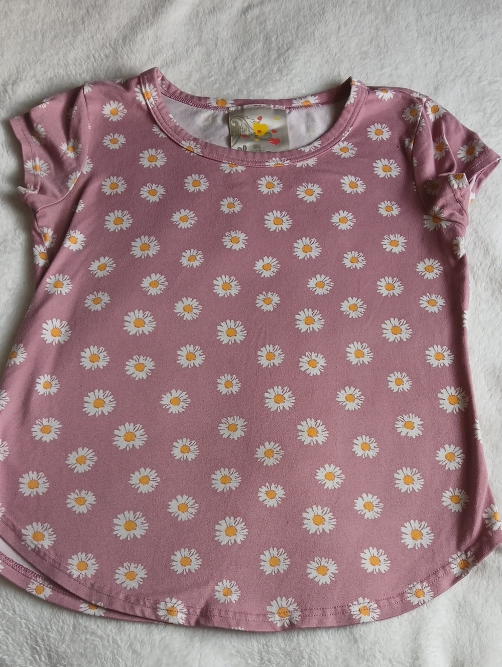 Girls' Pink Daisy Print Short Sleeve Tee